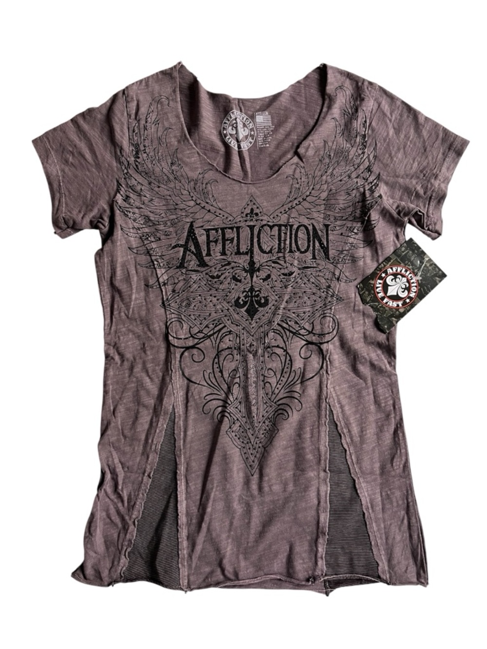 NWT Affliction Graphic embellished cotton short sleeve